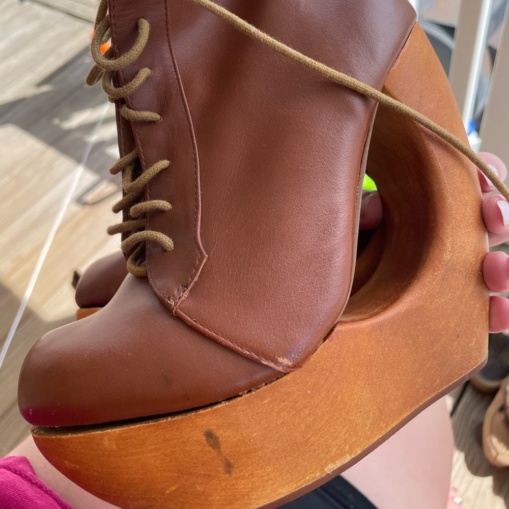 Jeffrey Campbell Roxie tan booties